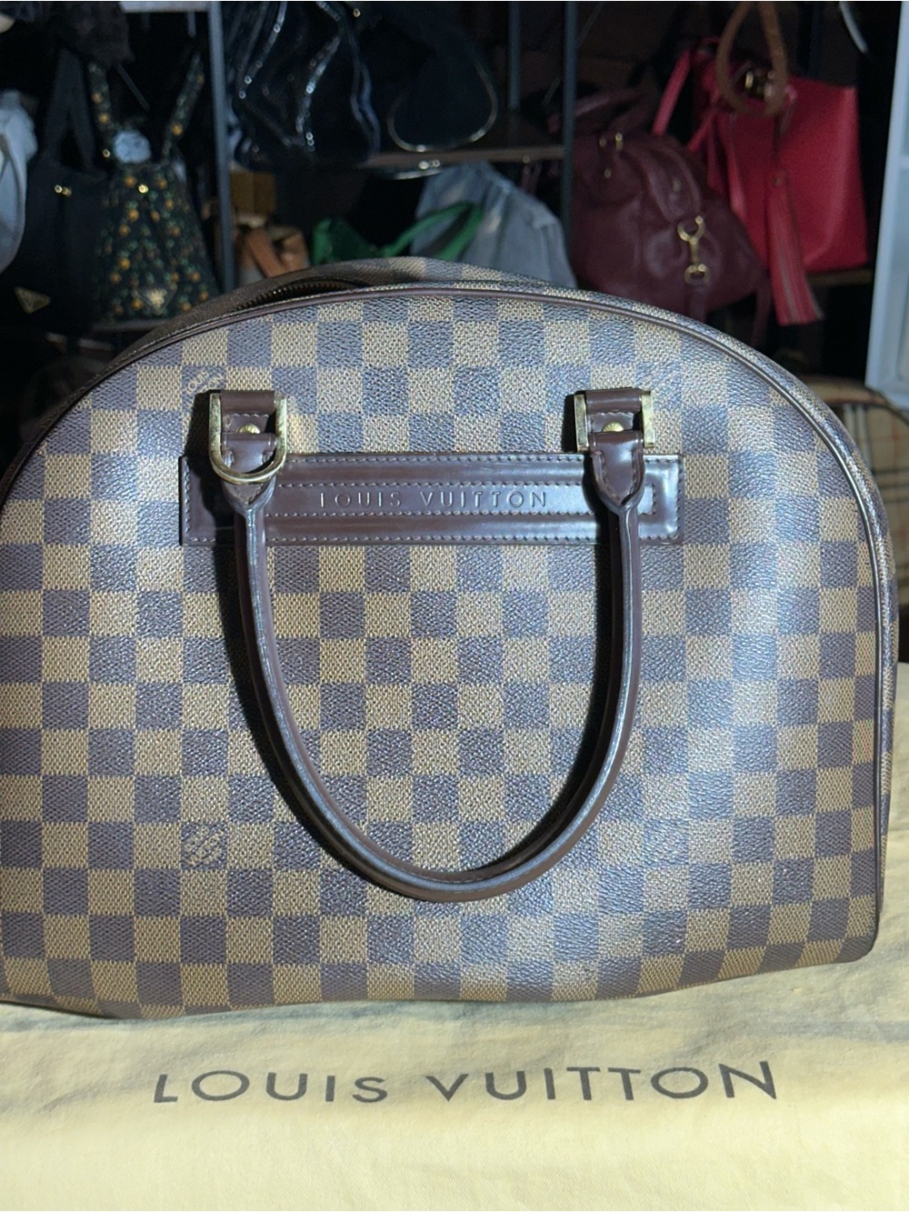 Louis Vuitton Damier Ebene Ribera MM Brown Dome Satchel
